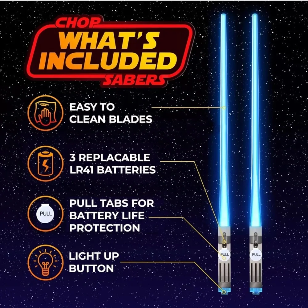 LED Light-Up Blue Chopsticks
